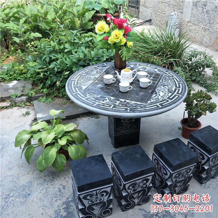 河源庭院天然石桌凳