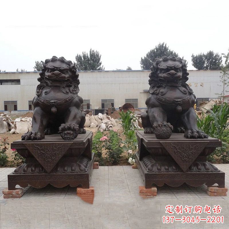 河源铜雕北京狮子