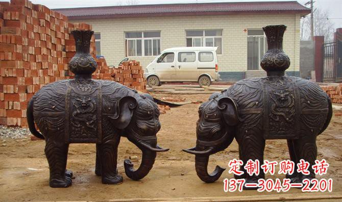 河源铜雕大象公园动物雕塑