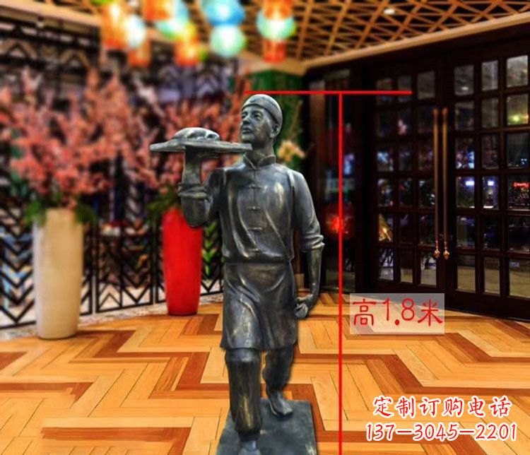 河源铜雕店小二人物雕塑 (2)