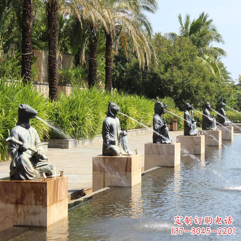 河源铜雕动物喷泉景观雕塑