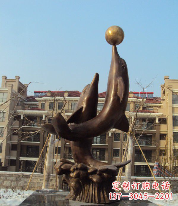 河源铜雕海豚雕塑 (2)