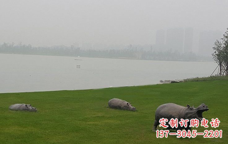 河源铜雕河马公园动物雕塑