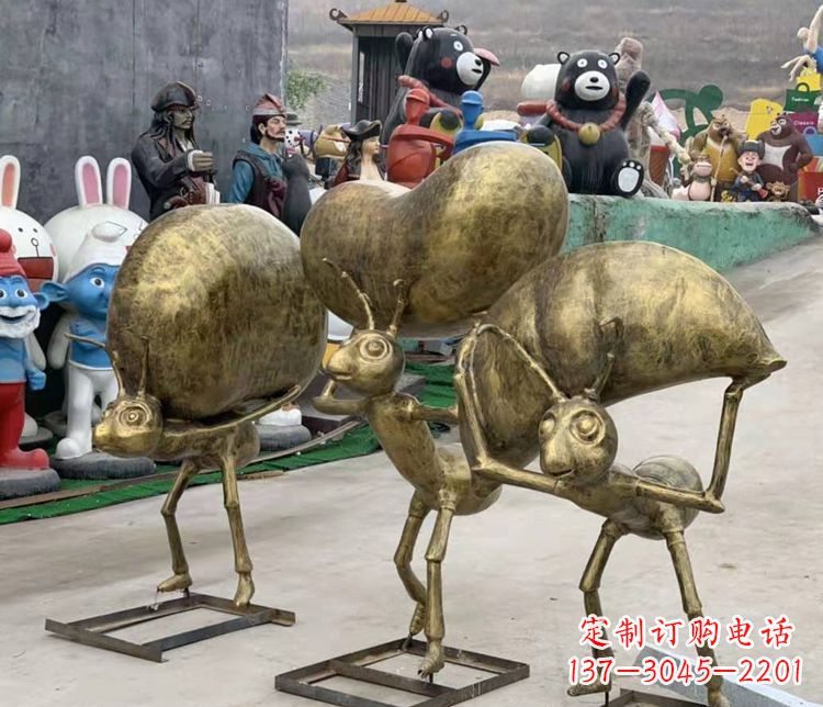 河源铜雕蚂蚁搬家雕塑