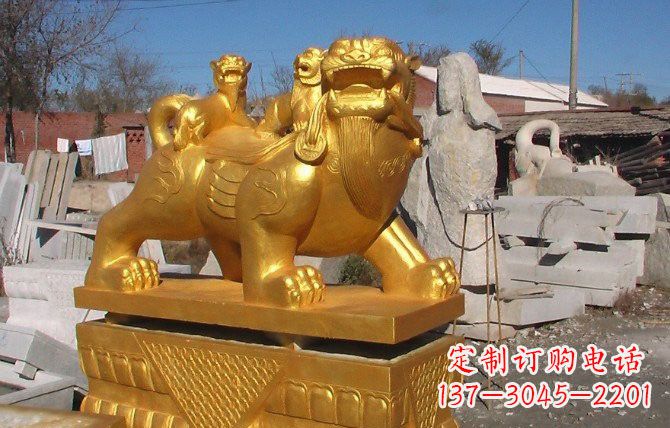 河源铜雕母子貔貅