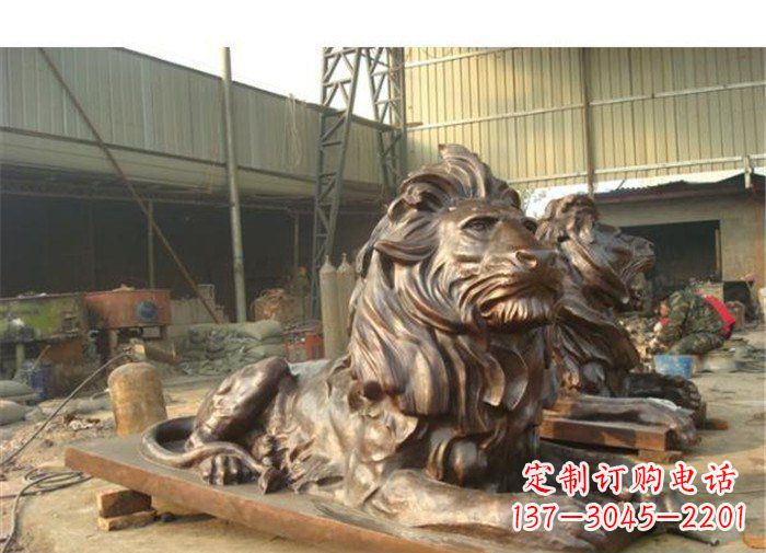 河源铜雕狮子公司门口雕塑
