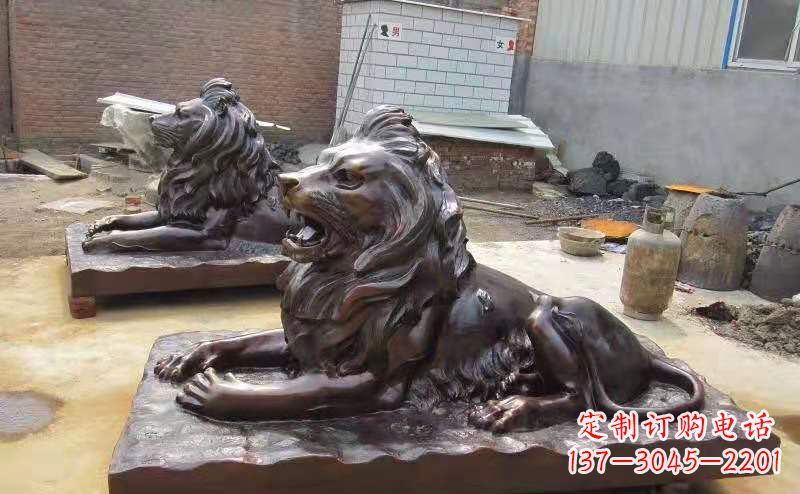 河源铜雕狮子户外摆件镇宅动物雕塑