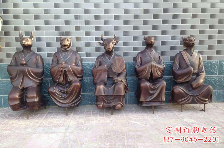 河源铜雕兽首人身十二生肖雕塑