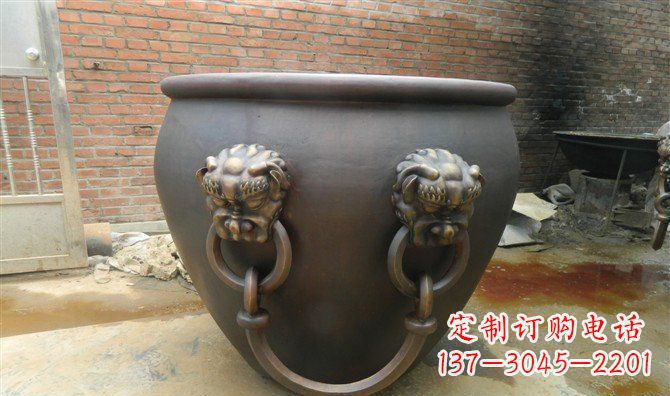 河源铜雕水缸寺庙景观雕塑_2