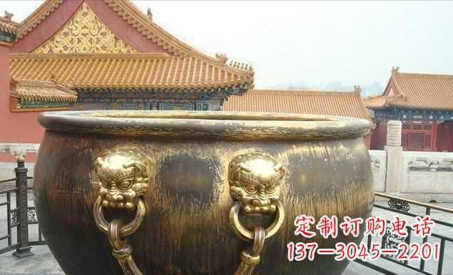 河源铜雕水缸寺庙景观雕塑 (2)