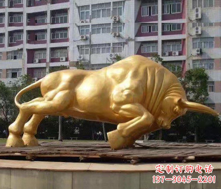 河源铜雕小区动物牛摆件 (3)