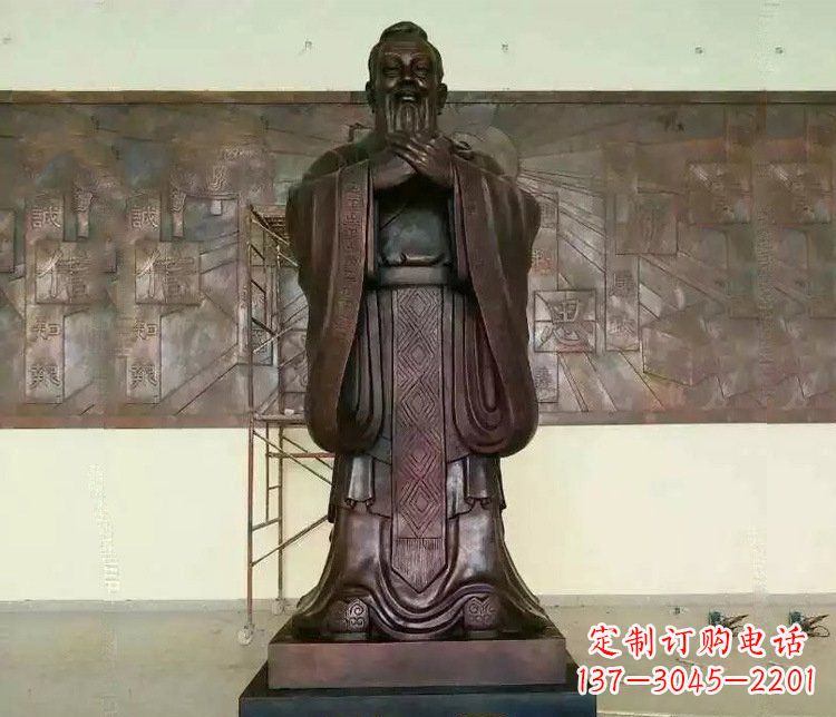 河源铜雕校园孔子文化雕塑摆件 (2)