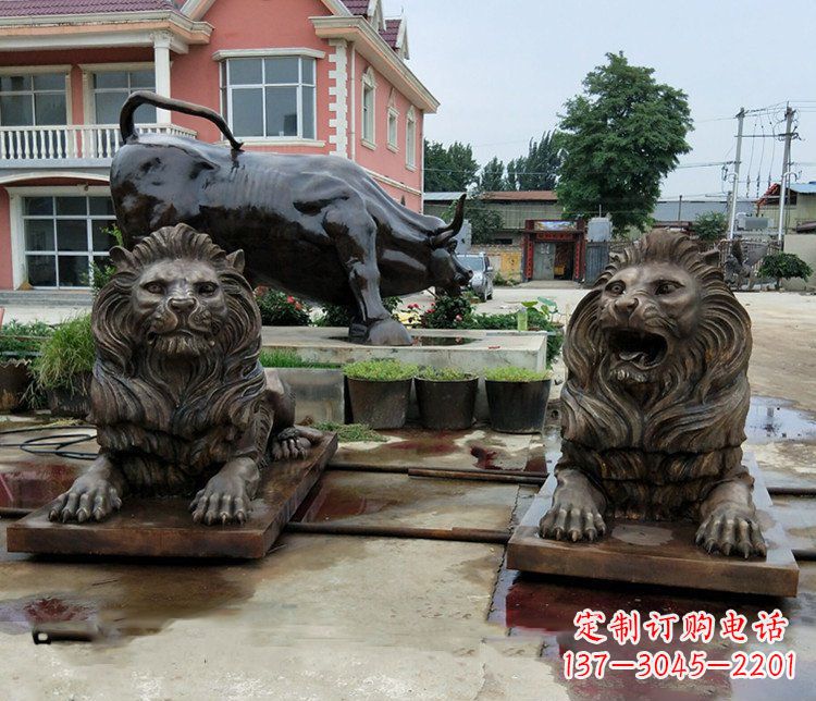 河源铜雕银行门口狮子雕塑摆件