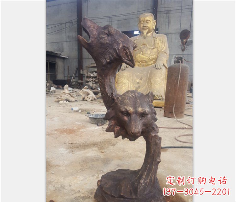 河源铜雕园林金钱豹动物雕塑