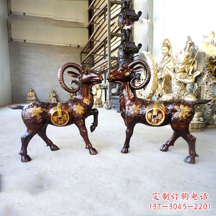 河源铜雕招财山羊
