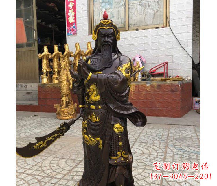 河源铜雕镇宅关公寺庙神像雕塑摆件 (2)