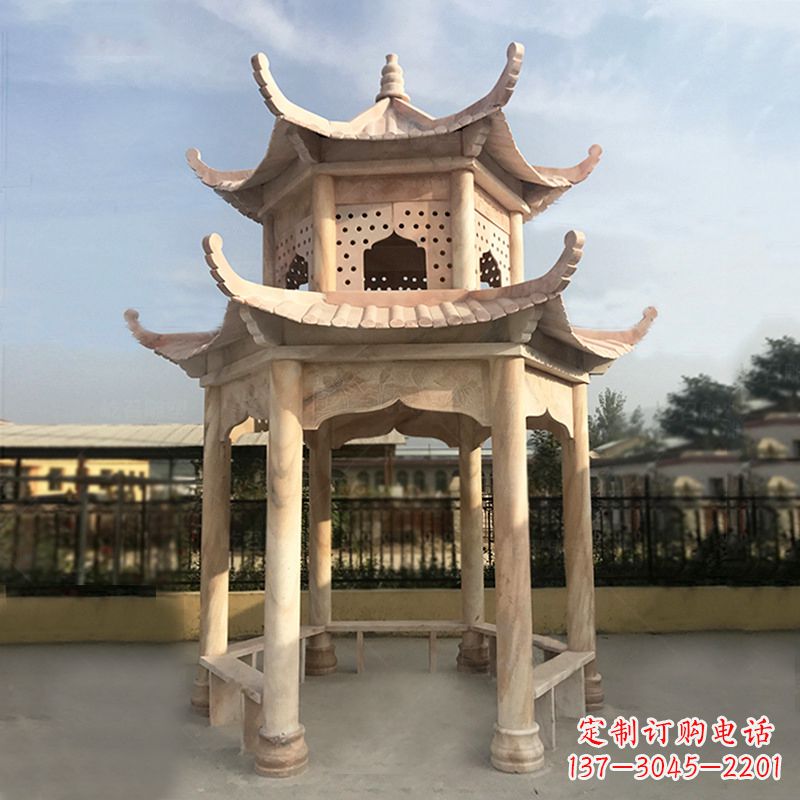 河源晚霞红大理石凉亭雕塑