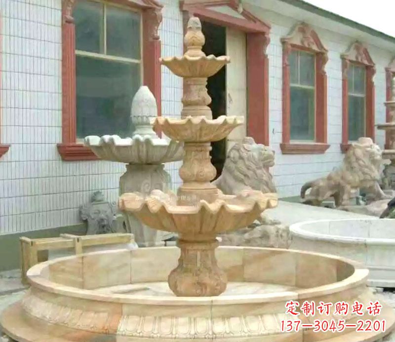 河源晚霞红大型喷泉石雕 (3)