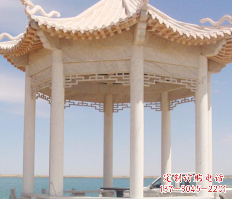 河源晚霞红单层凉亭石雕