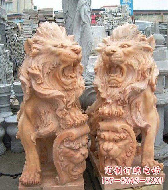 河源晚霞红盾牌欧式狮子