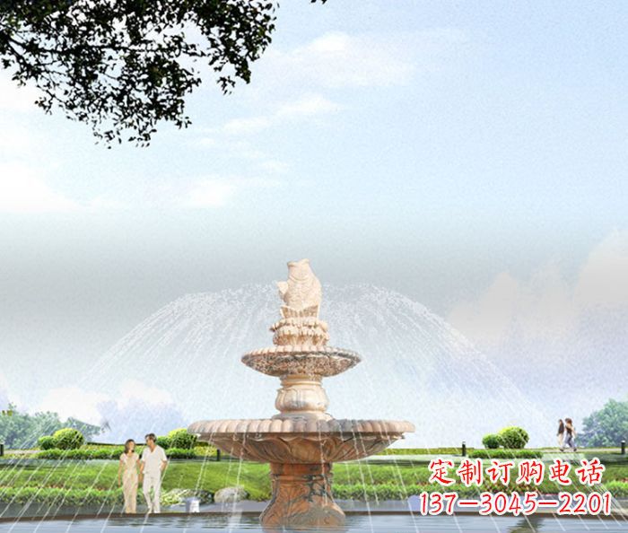河源晚霞红多层大型石雕喷泉 (4)