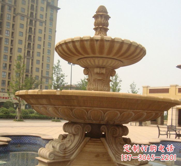 河源晚霞红多层大型石雕喷泉 (5)