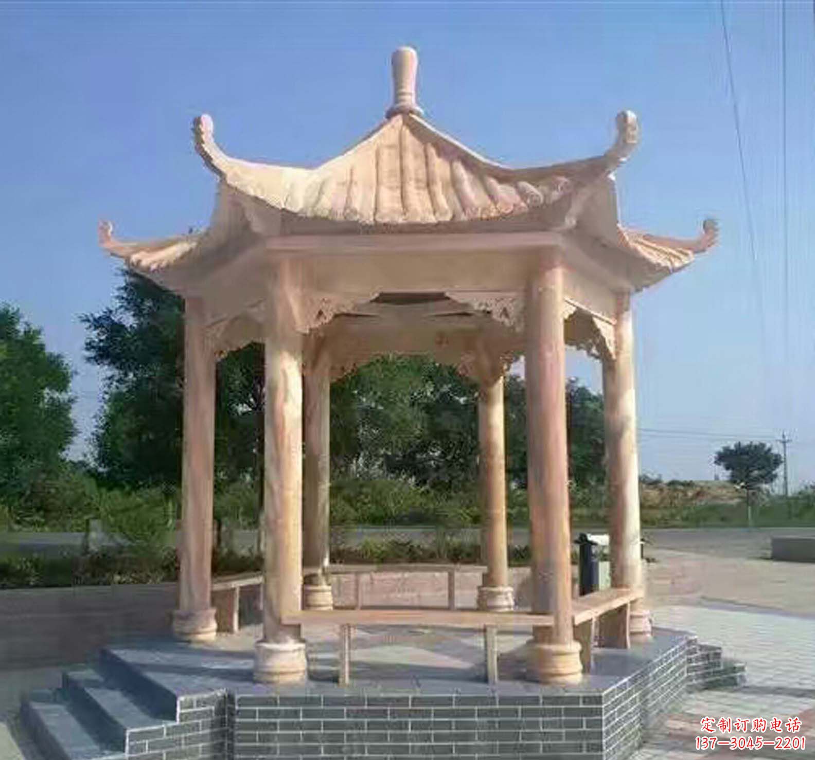 河源晚霞红公园景观凉亭