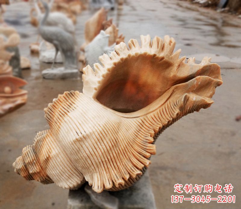 河源晚霞红海螺石雕广场景观雕塑