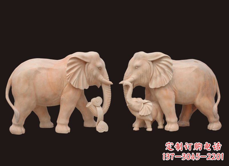 河源晚霞红母子大象雕塑