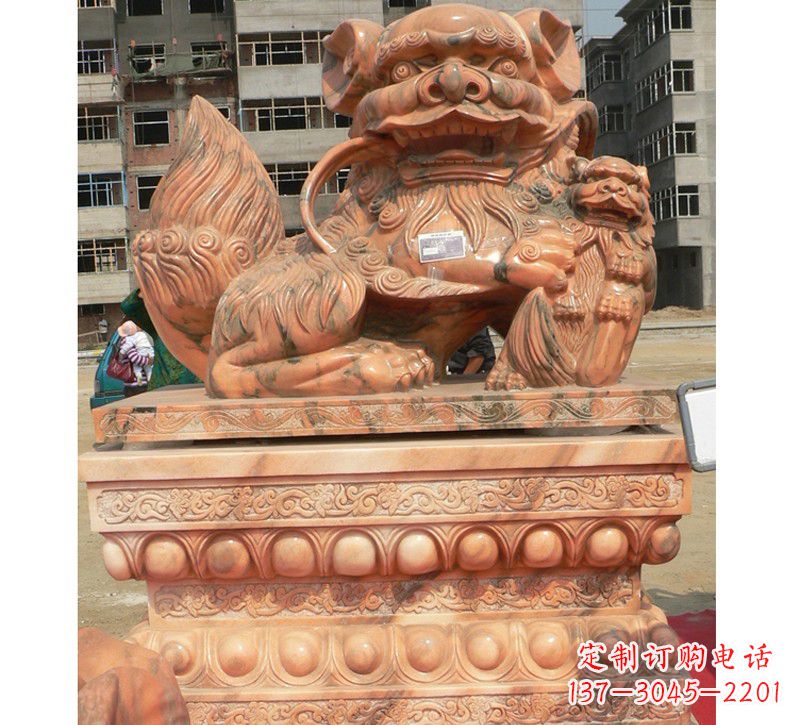 河源晚霞红南方石狮子