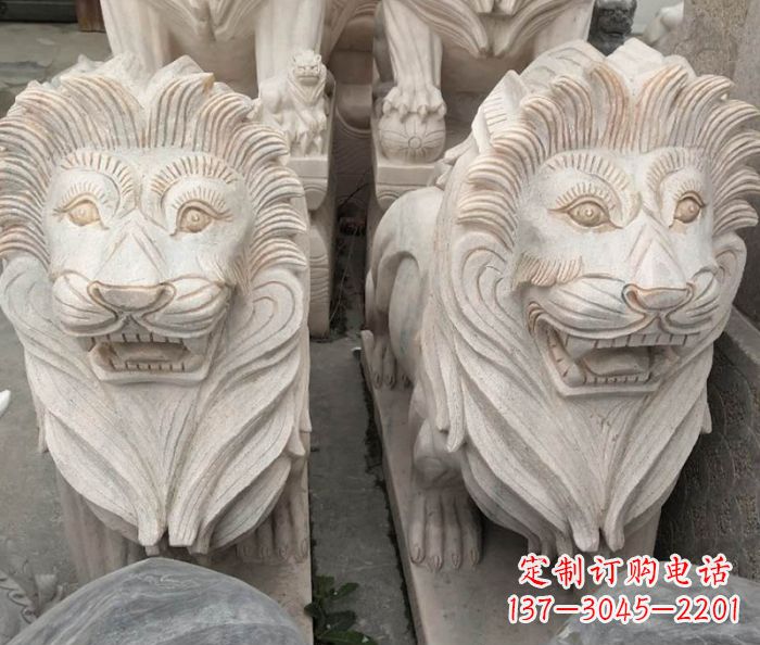 河源晚霞红欧式狮子石雕 (2)