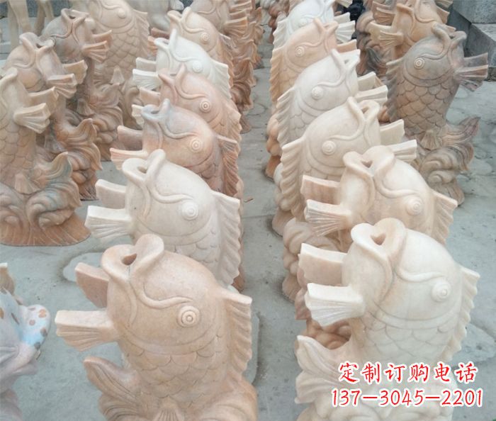 河源晚霞红喷水鲤鱼公园石雕 (2)