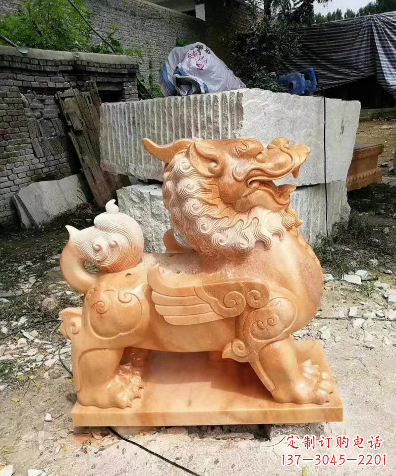 河源晚霞红貔貅雕塑1