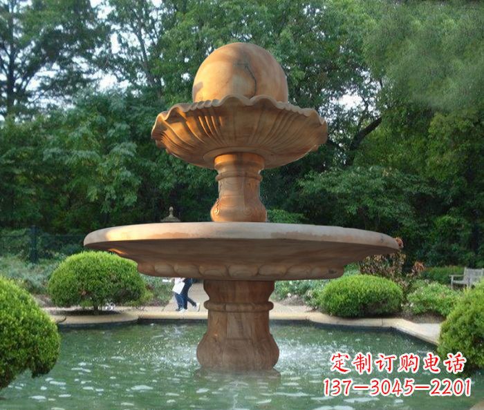 河源晚霞红双层风水球喷泉公园石雕