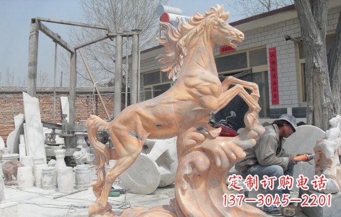 河源晚霞红踏浪奔马石雕222
