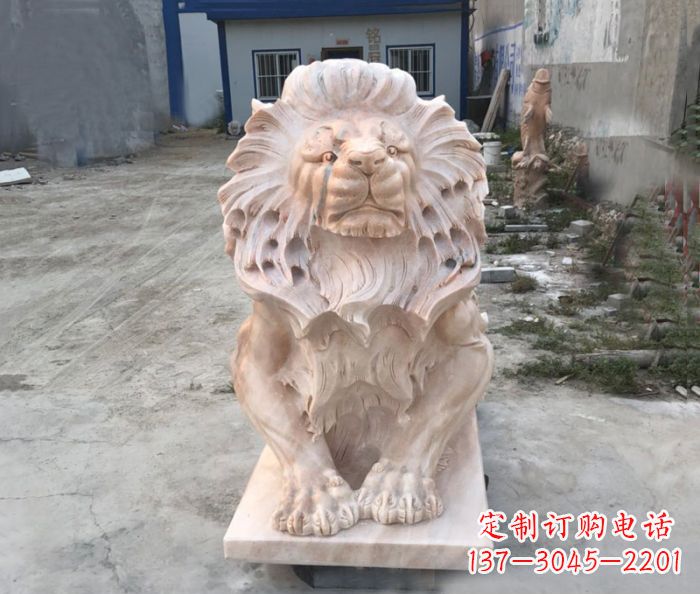 河源晚霞红西洋欧式狮子石雕
