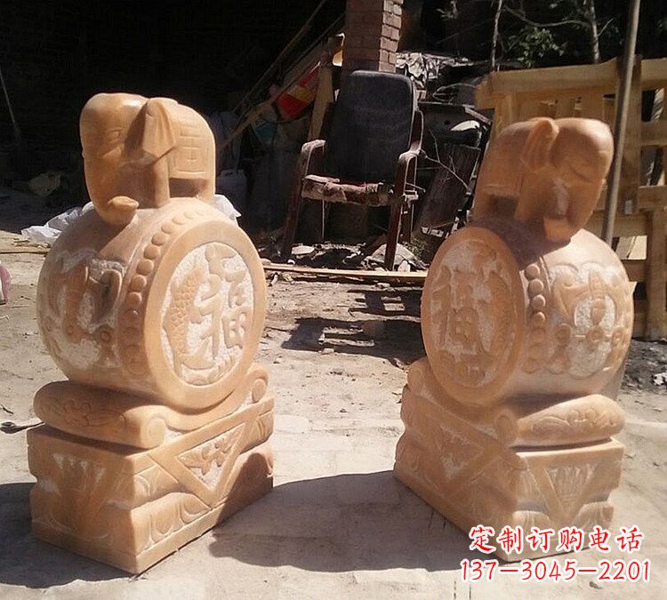 河源晚霞红小象门墩