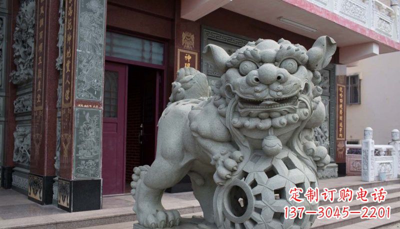 河源网球狮石雕南方狮子雕塑