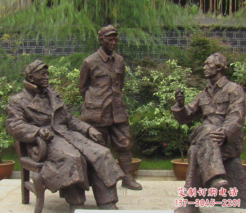 河源伟人毛泽东刘伯承铜雕