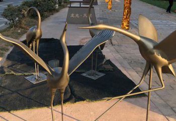 河源上海不锈钢动物鹤雕塑，精美绝伦