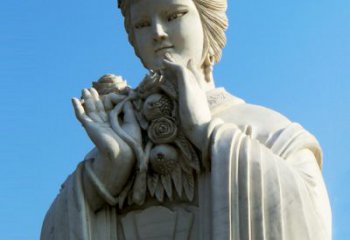 河源石榴之美——十二花神之五月石榴李氏汉白玉古代美女雕像