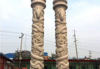 河源石雕华表盘龙柱，雕塑工艺的精美展示