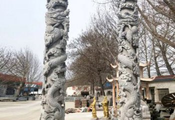 河源中领雕塑传统工艺制作精美石雕盘龙柱