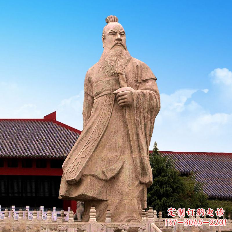 河源魏武帝曹操砂岩石雕塑像