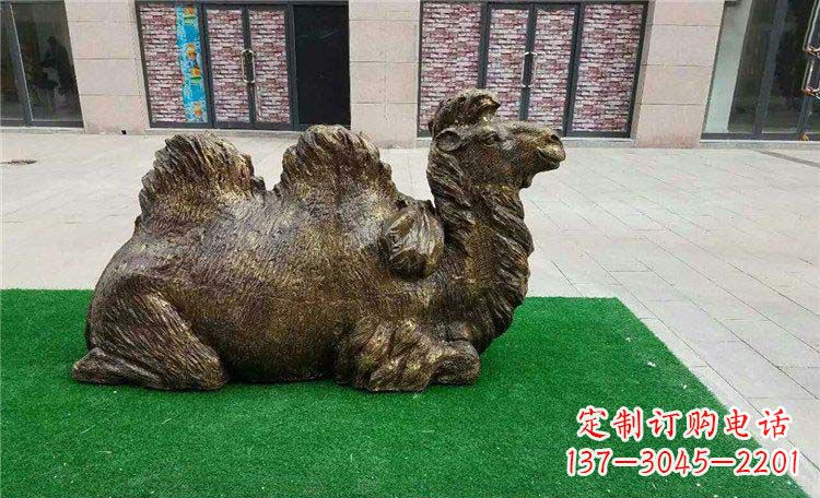 河源卧着的骆驼动物铜雕