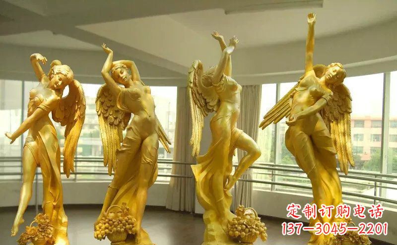 河源舞蹈四女神玻璃钢仿铜人物雕塑