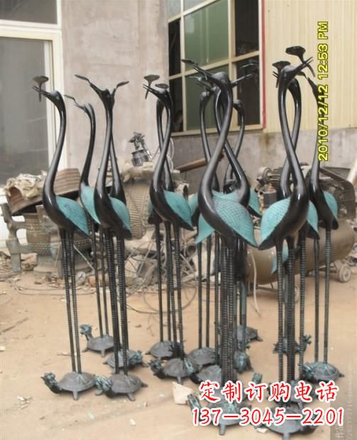 河源仙鹤动物铜雕