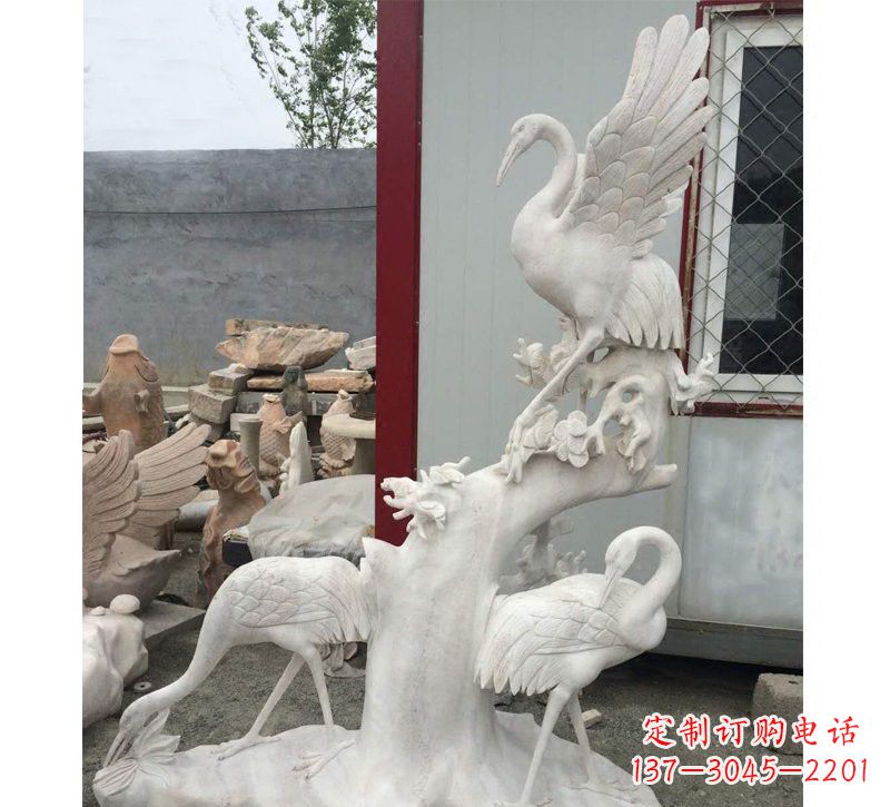 河源仙鹤松树石雕