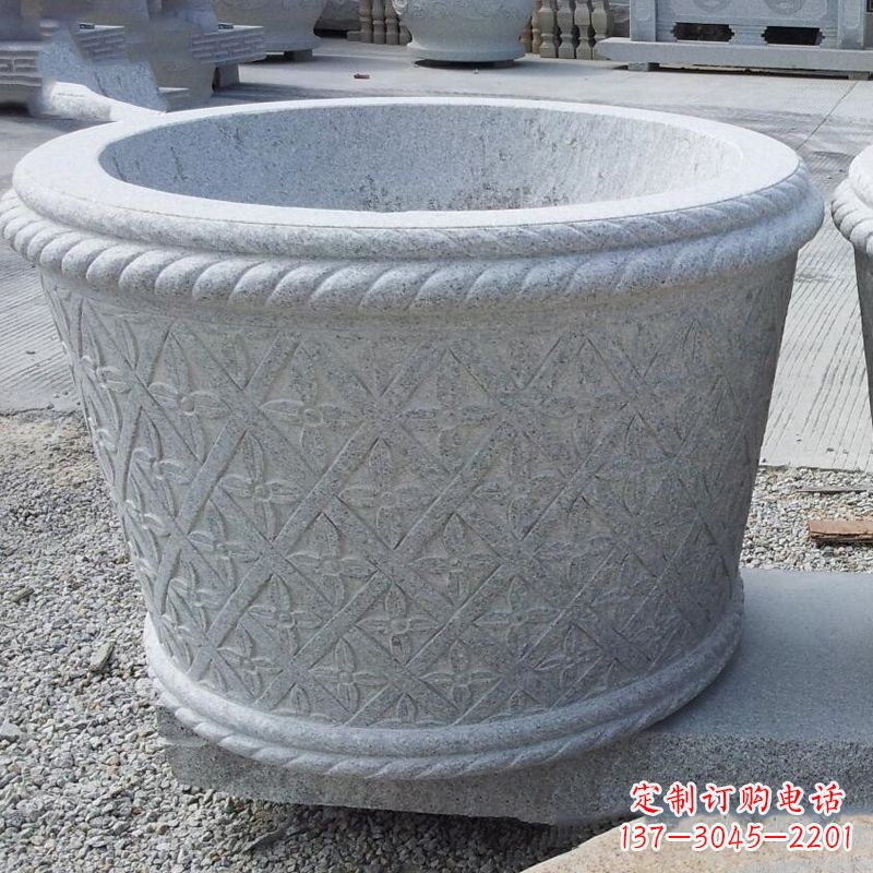 河源现代石雕花盆雕塑