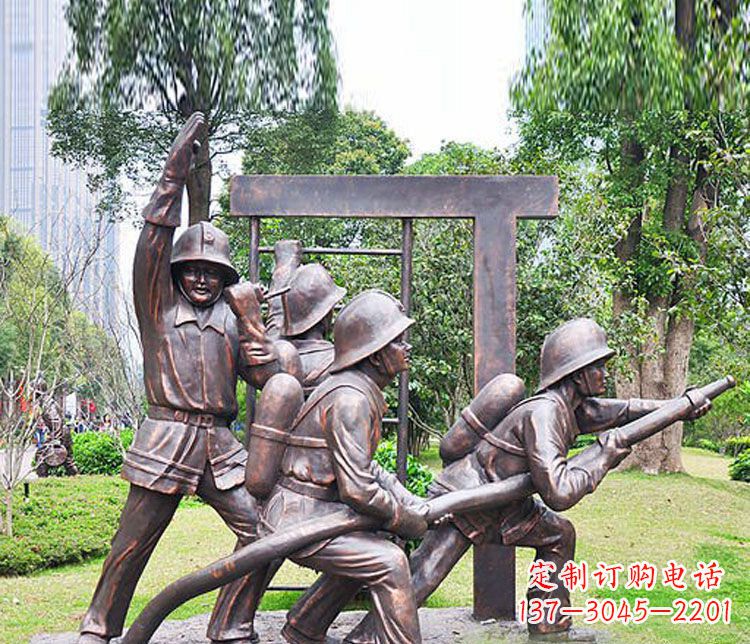 河源消防员人物铜雕 (2)